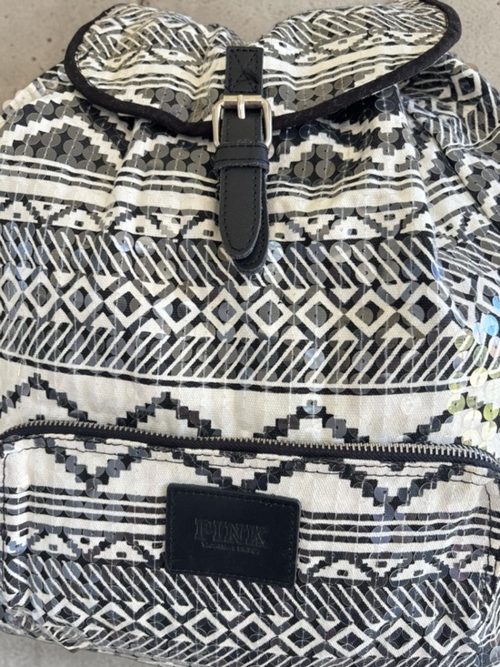Victoria\'s Secret PINK Bling Sequin Aztec Backpack in black and white main image 8